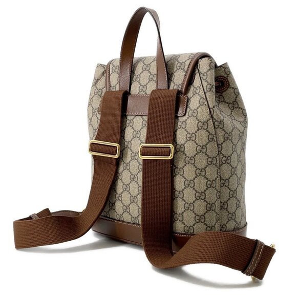 GUCCI Interlocking G GG Supreme Backpack PVC/Leather Beige/Brown 674147 - Picture 6 of 14